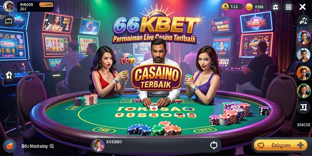 Tangkapan layar utama 66KBET dengan dealer Live Casino yang profesional.