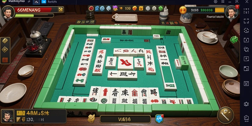 Tampilan gameplay Mahjong yang mendebarkan di 66MENANG.