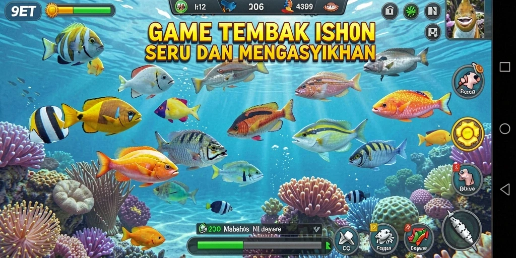 Screenshot utama dari game Tembak Ikan 9ET menampilkan aksi menembak ikan yang menarik.