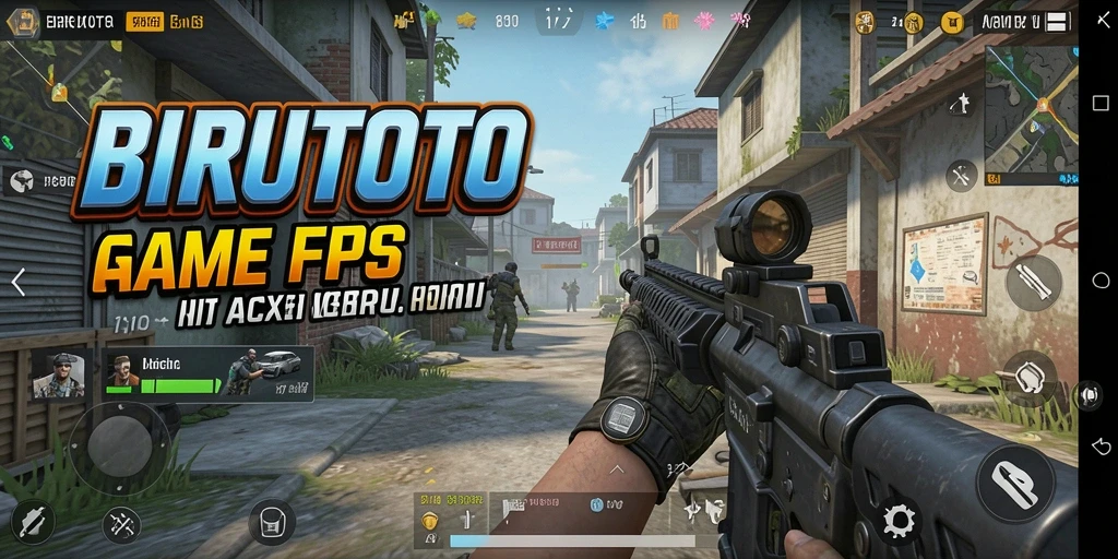 Screenshot gameplay BIRUTOTO menampilkan aksi seru pertempuran FPS.