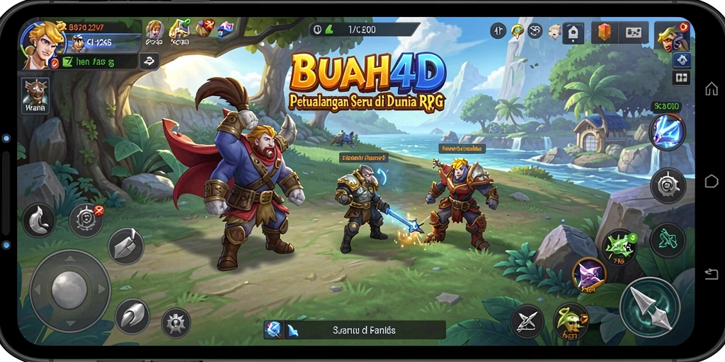 Tampilan gameplay seru di BUAH4D dengan pertarungan yang dinamis.