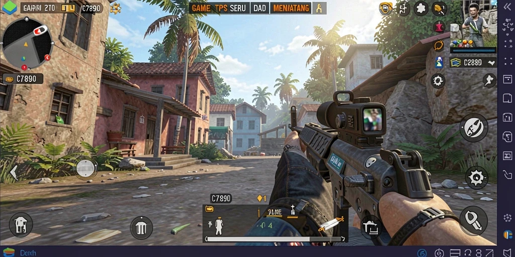 Tangkapan layar utama C7890 menampilkan aksi mendebarkan dalam game TPS.