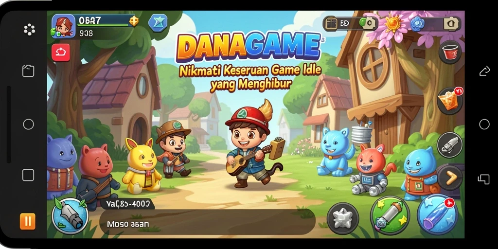 Screenshot utama dari DANAGAME menunjukkan karakter dalam gameplay Idle yang mengasyikkan.