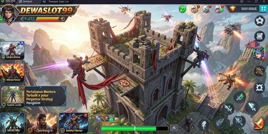 Tampilan seru gameplay Tower Defense DEWASLOT99 yang menantang.