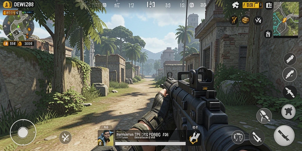 Screenshot gameplay DEWI288 menampilkan aksi seru dalam pertempuran TPS.