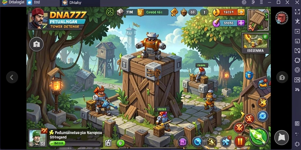 Gameplay menegangkan di DNA777 dengan menara pertahanan yang strategis.