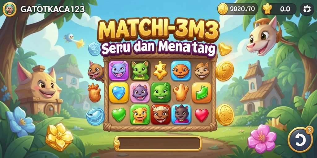 Tangkapan layar GATOTKACA123 menunjukkan aksi seru gameplay Match-3.