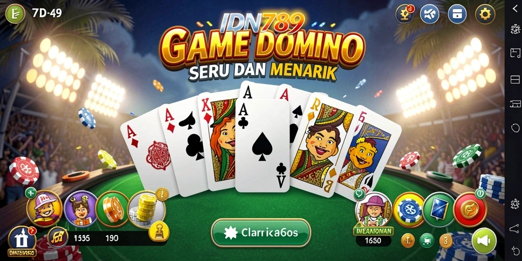 Tampilan utama gameplay domino yang seru dan menarik.