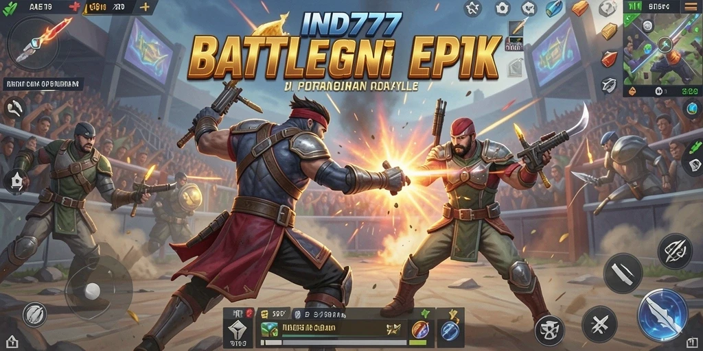Tangkapan layar IND777 menunjukkan aksi seru dalam pertempuran Battle Royale.