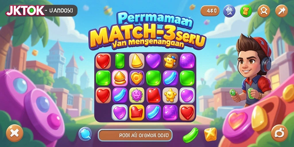 Tampilan gameplay JKTOK yang seru dengan tantangan Match-3.
