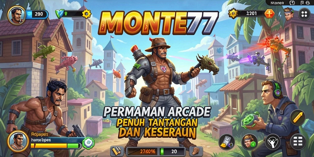 Screenshot utama MONTE77 menampilkan aksi gameplay yang seru dan penuh tantangan.