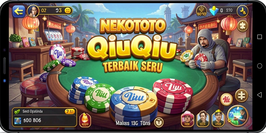 Tangkapan layar utama NEKOTOTO menampilkan momen seru permainan QiuQiu.