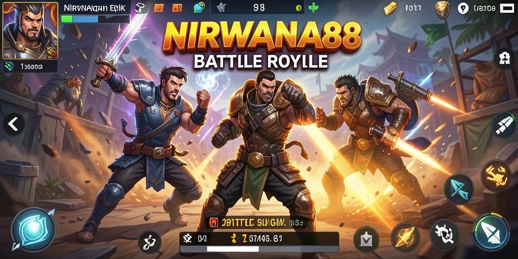 Tampilan gameplay seru dalam NIRWANA88 di arena Battle Royale.