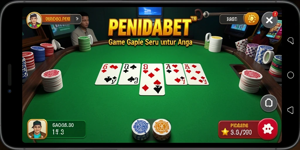 Tampilan gameplay Gaple yang seru dan interaktif di PENIDABET.