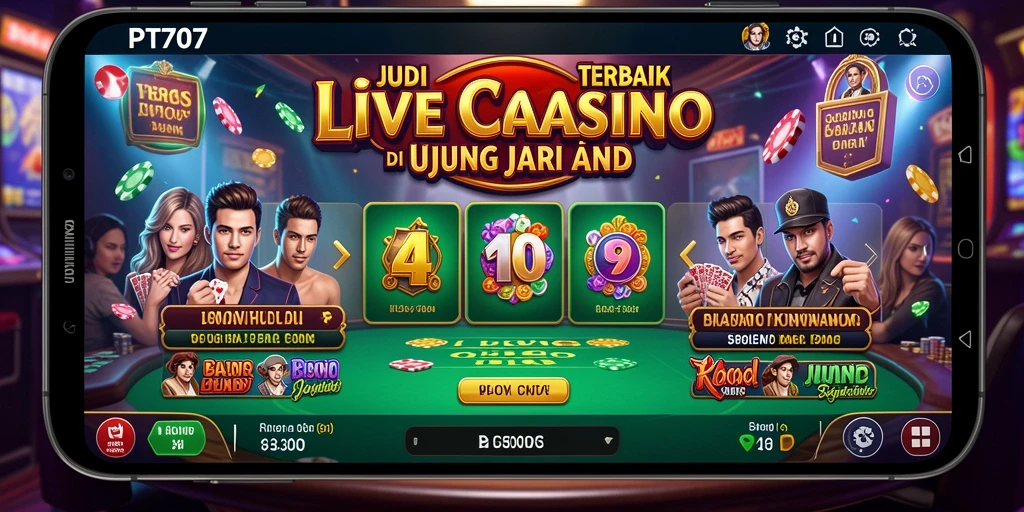 Screenshot utama gameplay Live Casino PT707 dengan dealer profesional.