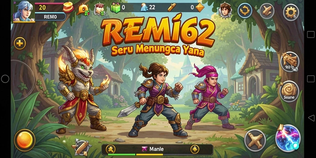 Tangkapan layar utama REMI62 menampilkan aksi petualangan yang mendebarkan.