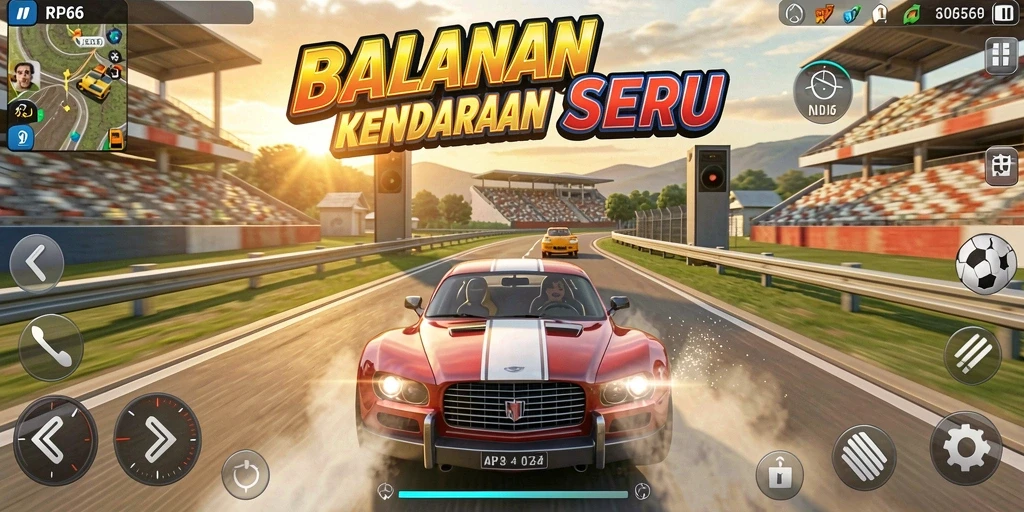 Gambaran gameplay intens dari RP66 saat balapan.