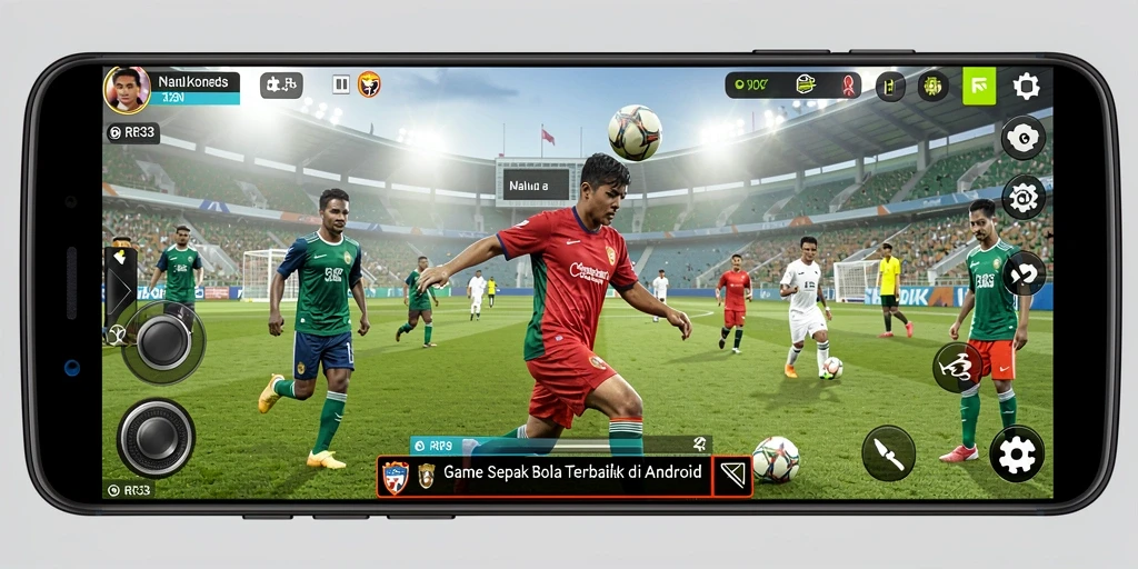 Tampilan gameplay mendebarkan dalam RR33 dengan aksi sepak bola yang intens.