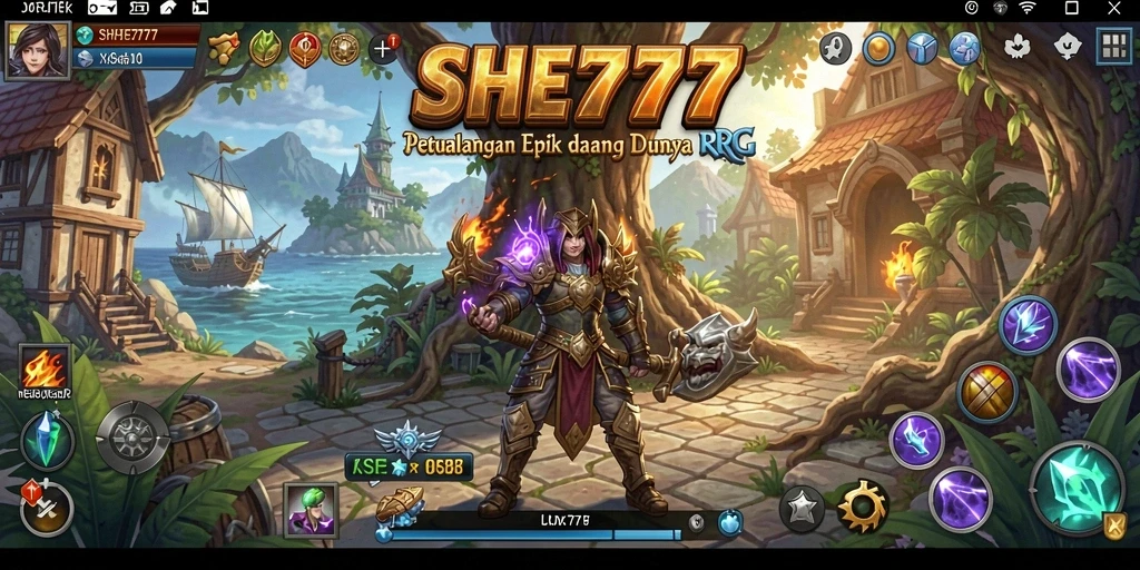 Tampilan gameplay SHE777 yang menarik dan menantang dalam petualangan RPG.