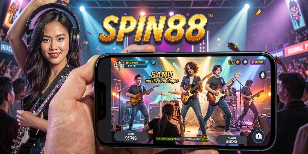 Screenshot gameplay SPIN88 menunjukkan momen seru saat bermain musik.