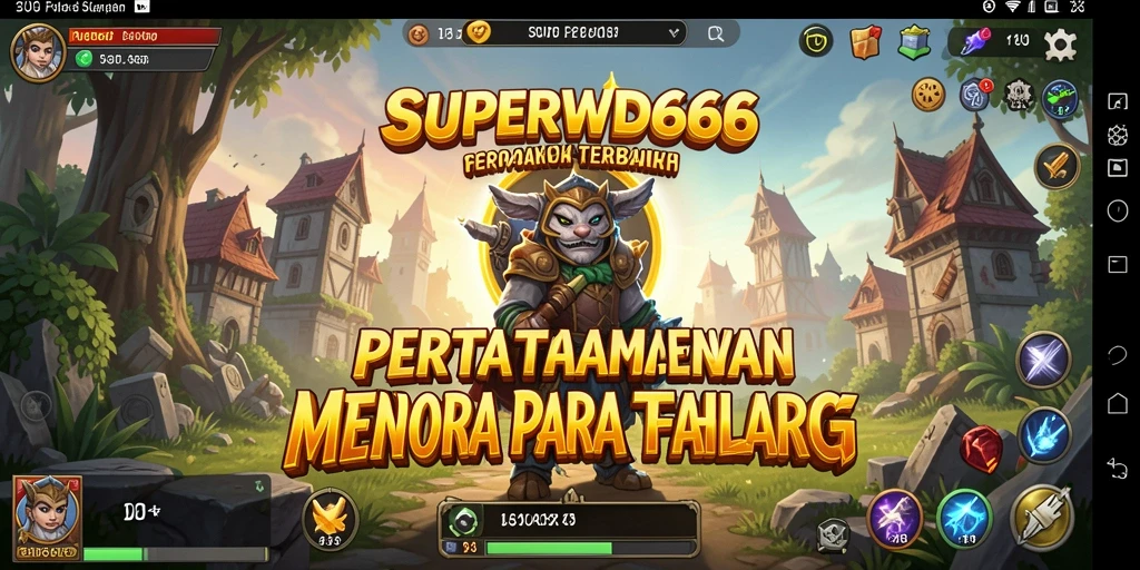 Tangkapan layar SUPERWD666 menampilkan aksi pertahanan menara yang intens.