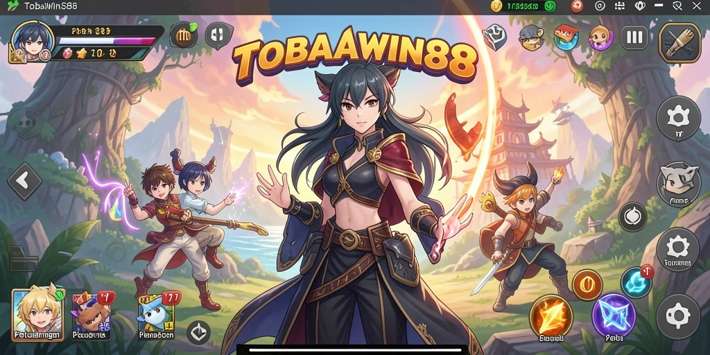 Tampilan seru dari gameplay TOBAWIN88 yang penuh karakter Anime.