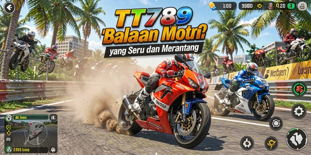 Gambaran gameplay seru dalam TT789 dengan balapan motor yang mendebarkan.