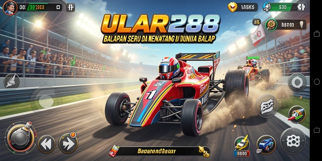 Screenshot gameplay ULAR288 yang menampilkan aksi balapan yang cepat.