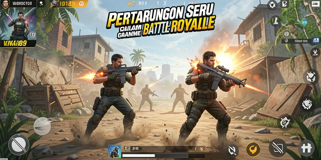 Screenshot gameplay WAK89 menunjukkan aksi pertarungan seru dalam arena.